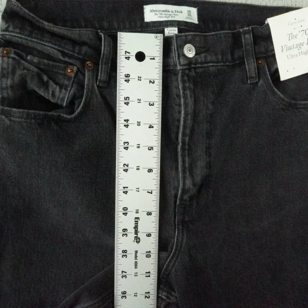 Abercrombie & Fitch 70s Vintage Flare Leg Jeans Curve Love Womens 30 Black Denim - Picture 6 of 9